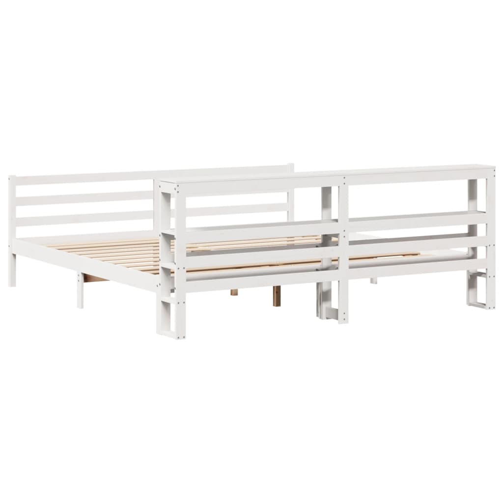 Cadre de lit sans matelas blanc 200x200 cm bois massif de pin - XIOS