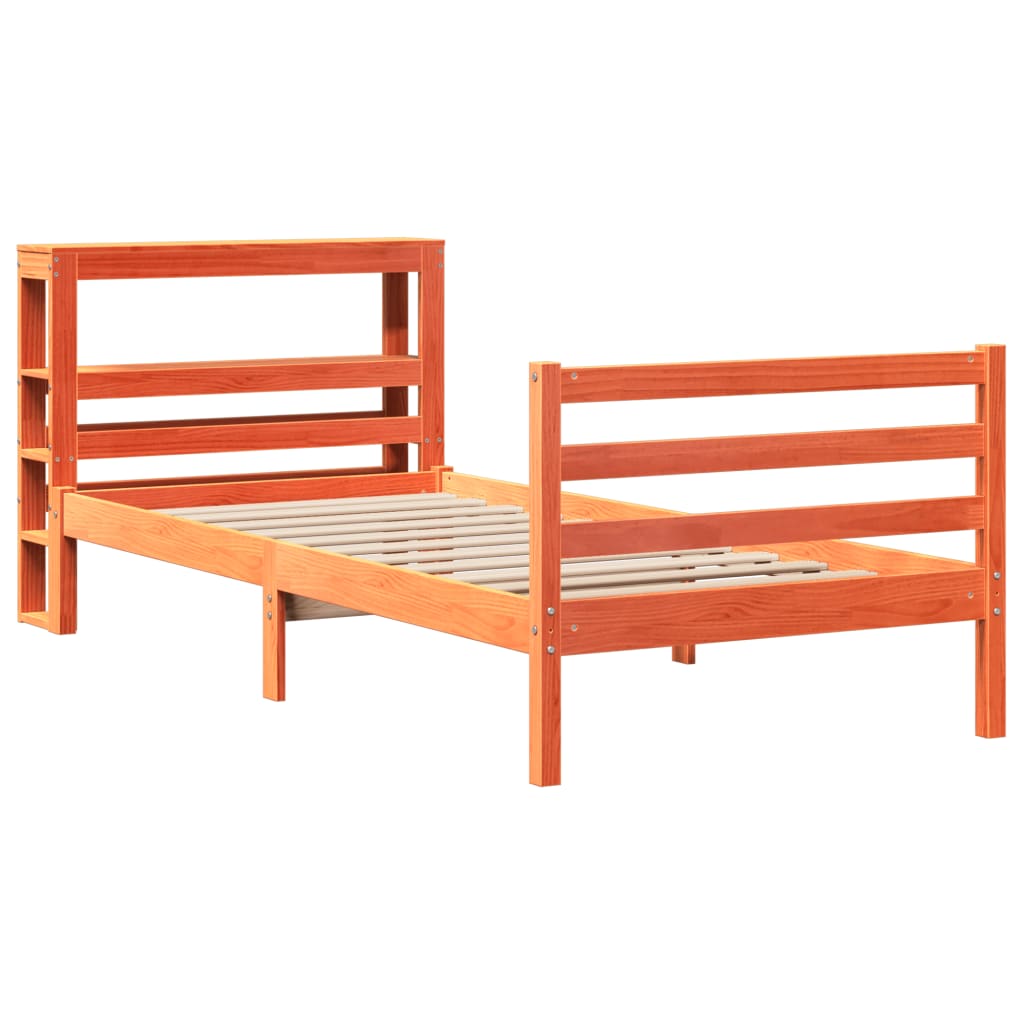 Cadre de lit sans matelas cire marron 90x190 cm bois pin massif - XIOS