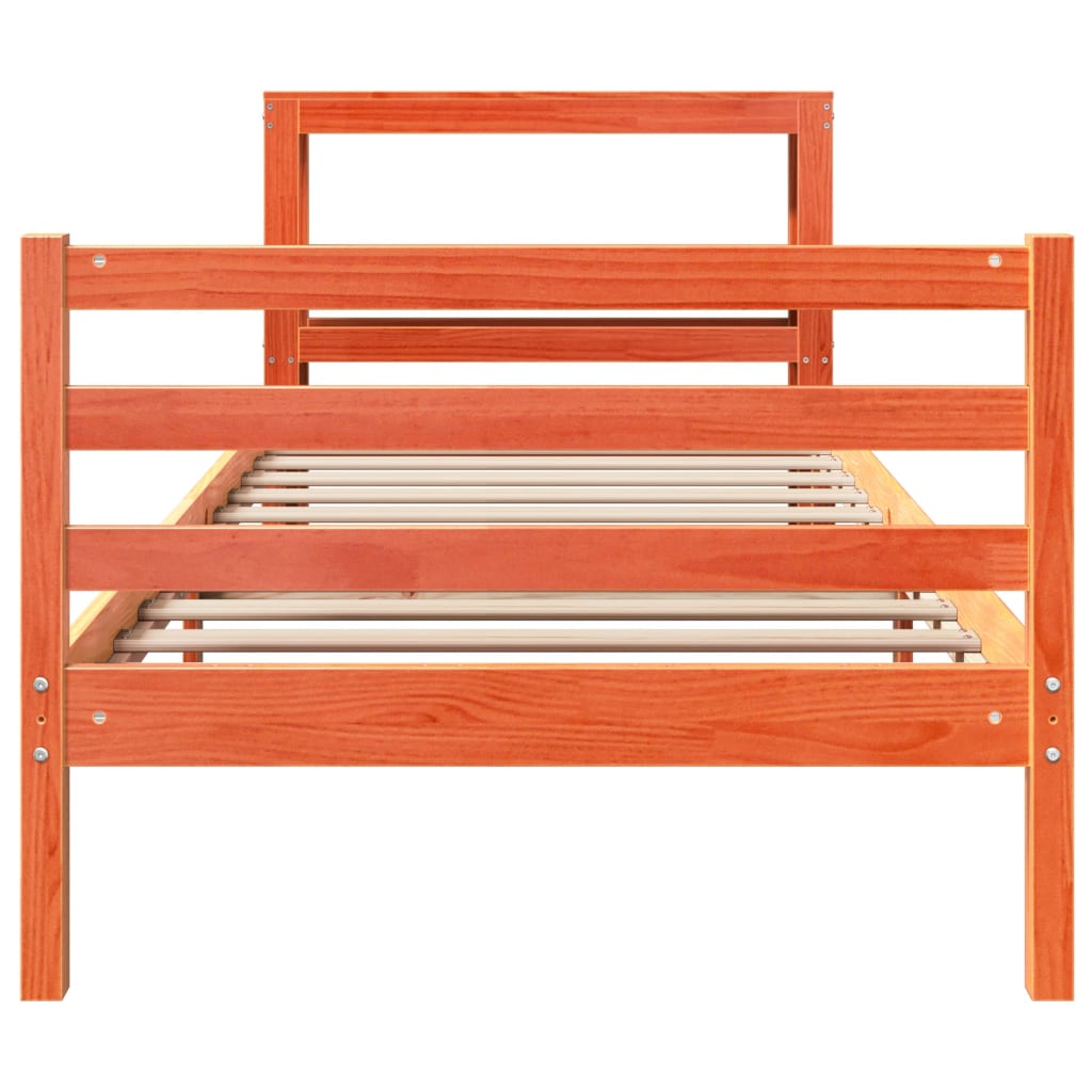 Cadre de lit sans matelas cire marron 90x190 cm bois pin massif - XIOS