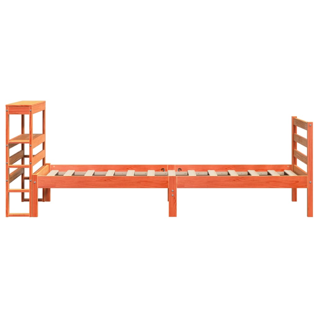 Cadre de lit sans matelas cire marron 90x190 cm bois pin massif - XIOS