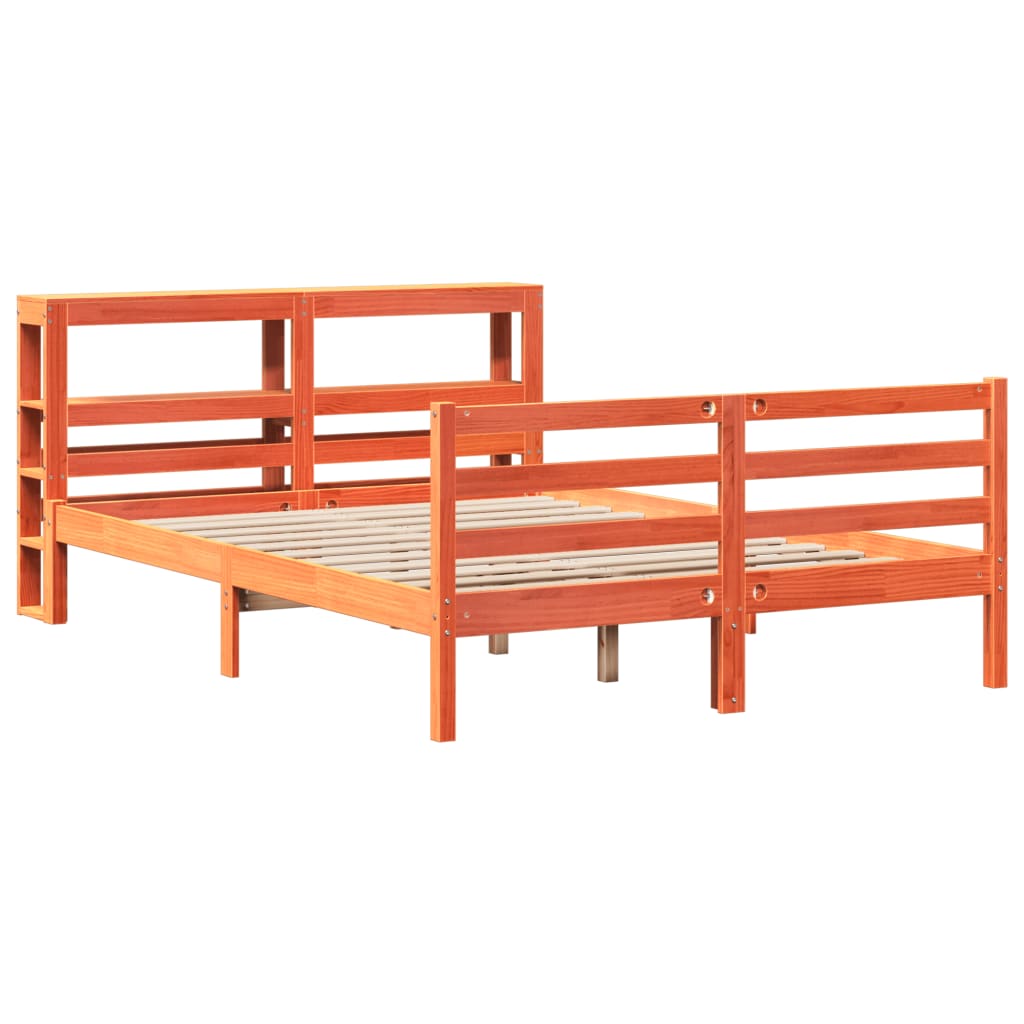 Cadre de lit sans matelas cire marron 140x200cm bois pin massif - XIOS