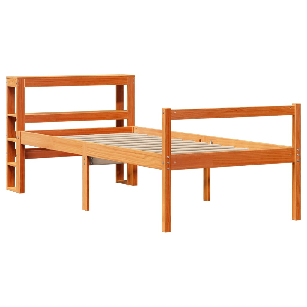 Cadre de lit avec tête de lit sans matelas cire marron 75x190cm - XIOS