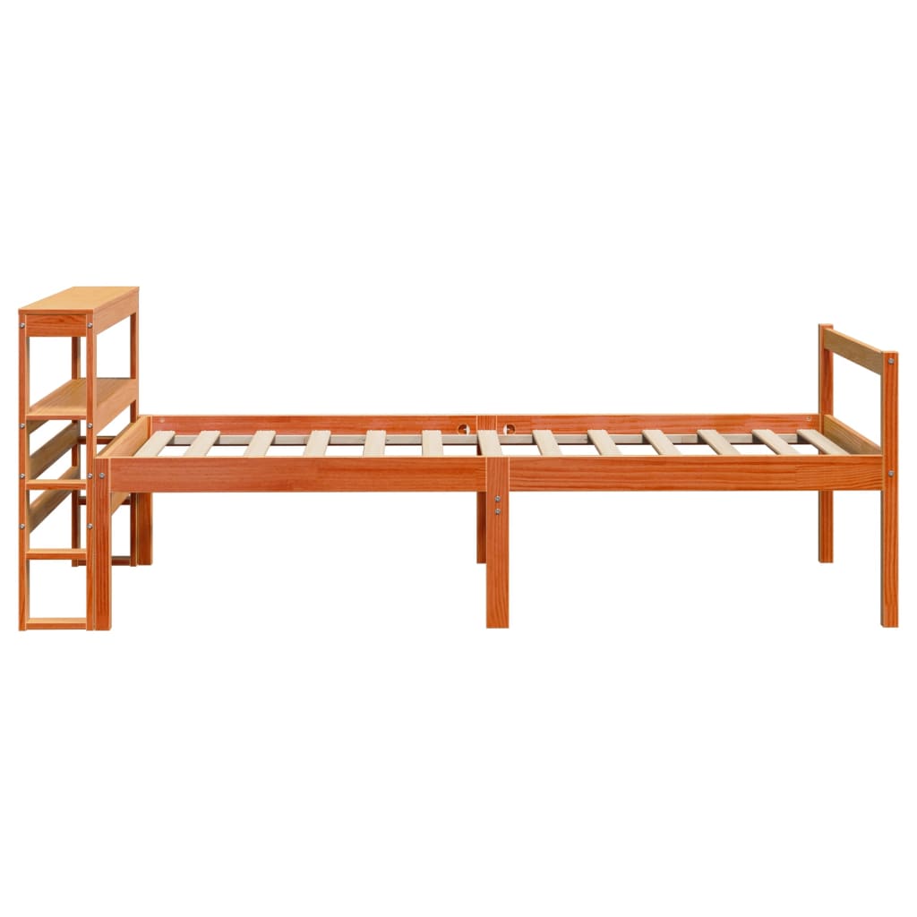 Cadre de lit avec tête de lit sans matelas cire marron 75x190cm - XIOS