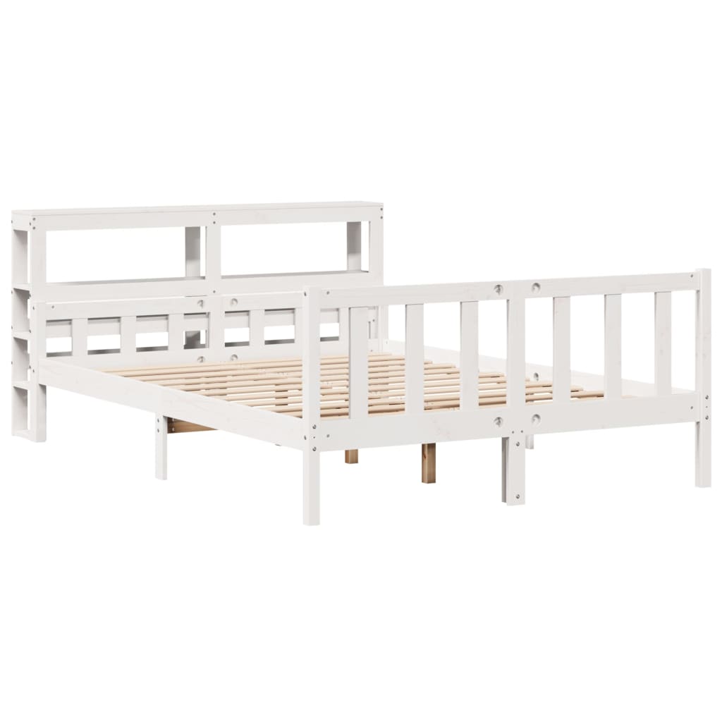 Cadre de lit sans matelas blanc 150x200 cm bois de pin massif - XIOS