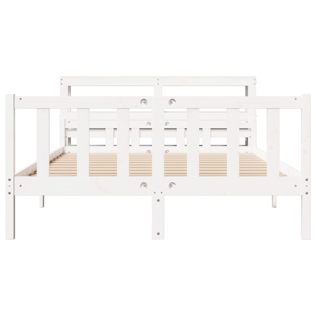 Cadre de lit sans matelas blanc 150x200 cm bois de pin massif - XIOS
