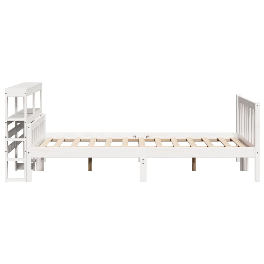 Cadre de lit sans matelas blanc 150x200 cm bois de pin massif - XIOS