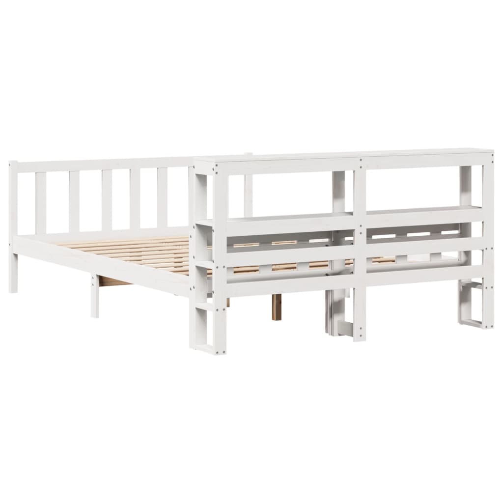 Cadre de lit sans matelas blanc 150x200 cm bois de pin massif - XIOS