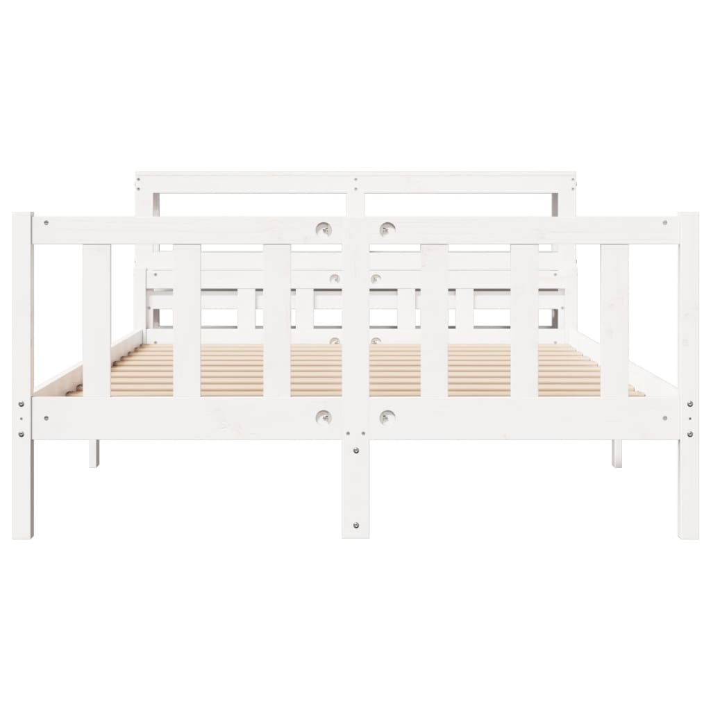 Cadre de lit sans matelas blanc 160x200 cm bois de pin massif - XIOS