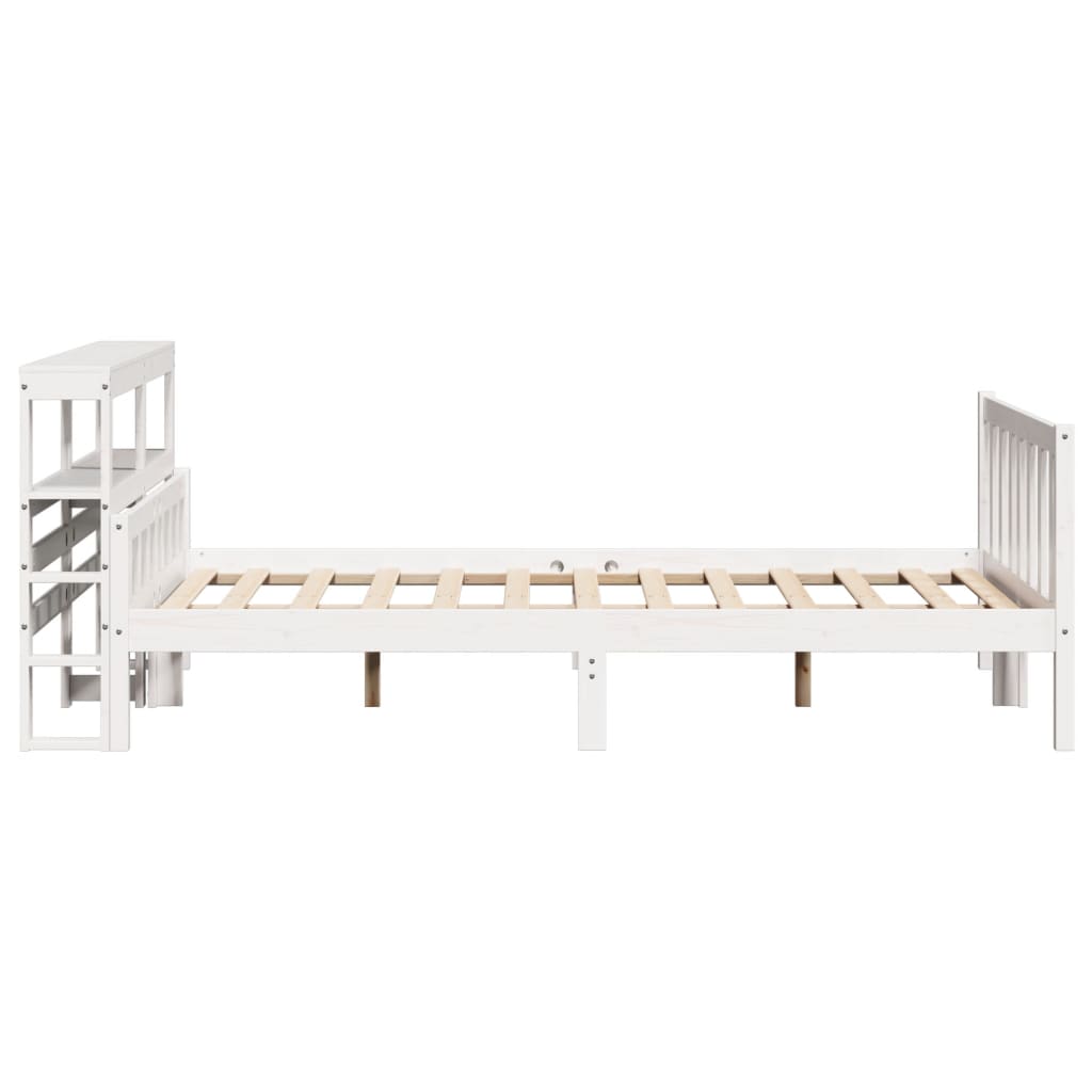 Cadre de lit sans matelas blanc 160x200 cm bois de pin massif - XIOS