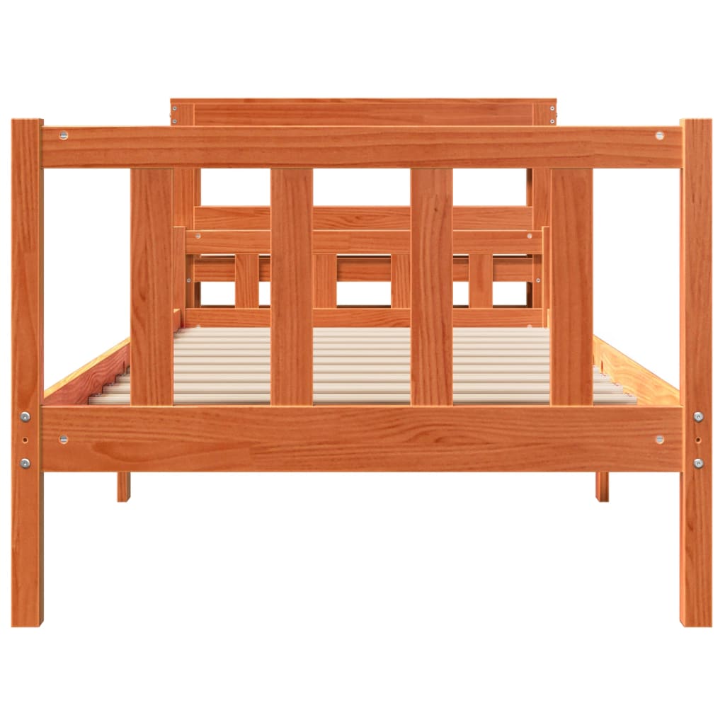 Cadre de lit avec tête de lit sans matelas cire marron 75x190cm - XIOS