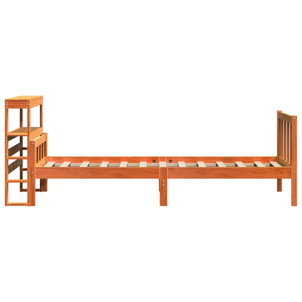Cadre de lit avec tête de lit sans matelas cire marron 75x190cm - XIOS