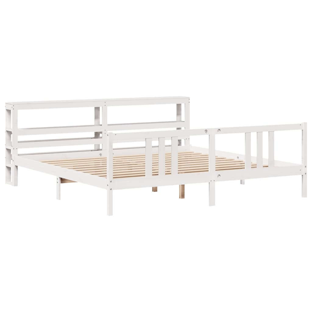 Cadre de lit avec tête de lit sans matelas blanc 200x200 cm - XIOS