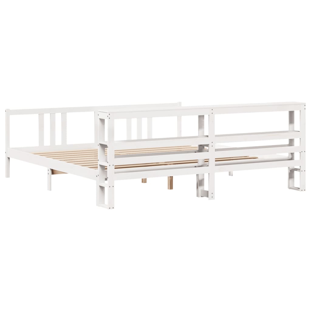 Cadre de lit avec tête de lit sans matelas blanc 200x200 cm - XIOS