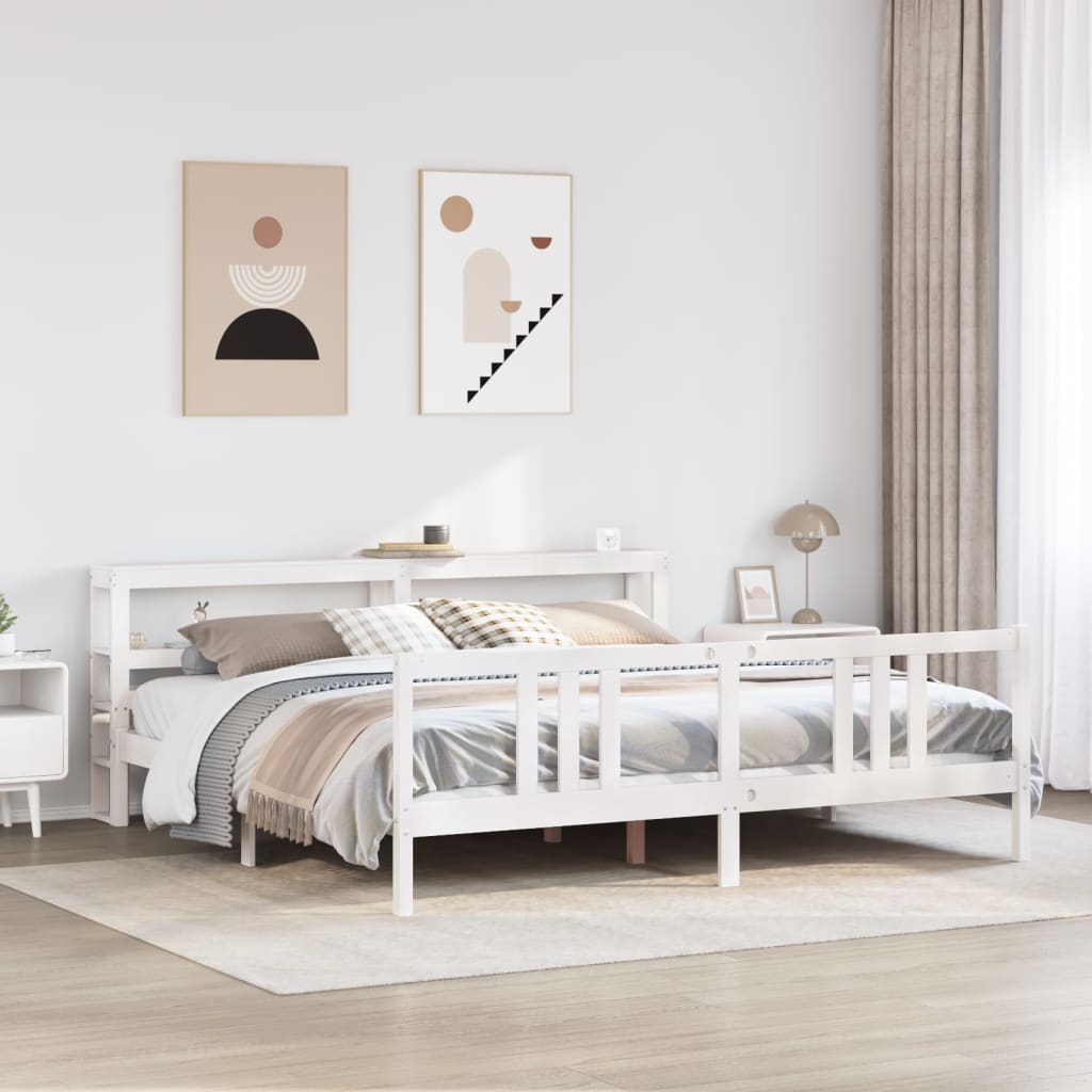 Cadre de lit avec tête de lit sans matelas blanc 200x200 cm - XIOS