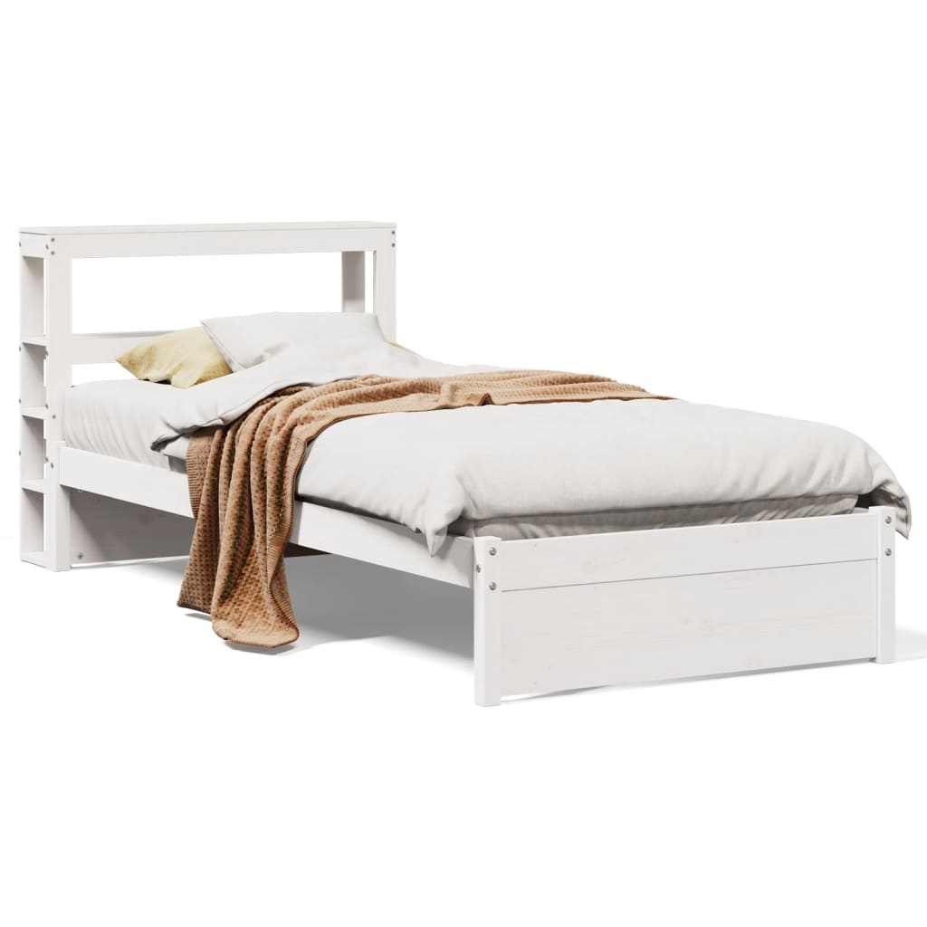 Cadre de lit avec tête de lit sans matelas blanc 75x190 cm - XIOS