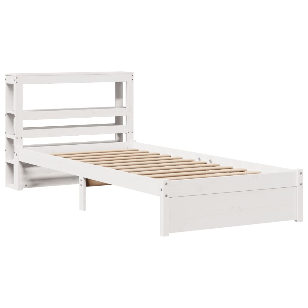 Cadre de lit avec tête de lit sans matelas blanc 75x190 cm - XIOS