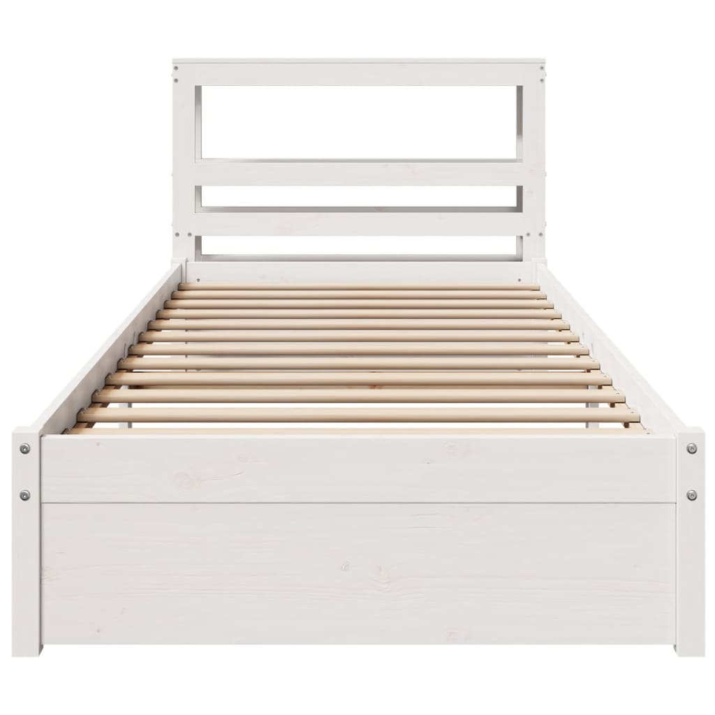 Cadre de lit avec tête de lit sans matelas blanc 75x190 cm - XIOS