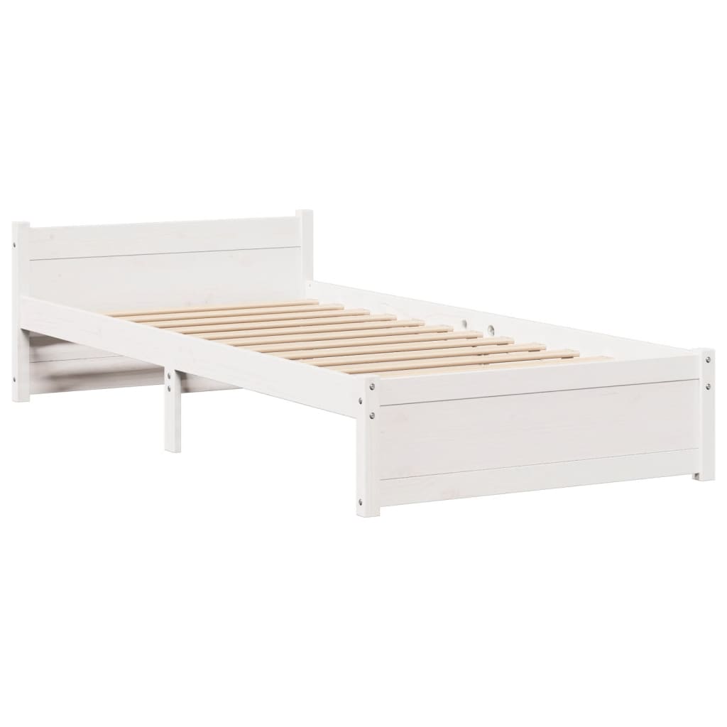 Cadre de lit avec tête de lit sans matelas blanc 75x190 cm - XIOS