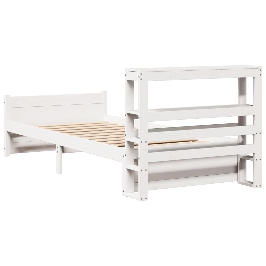 Cadre de lit avec tête de lit sans matelas blanc 75x190 cm - XIOS