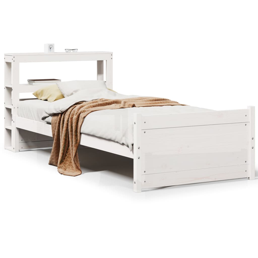Cadre de lit avec tête de lit sans matelas blanc 90x190 cm - XIOS