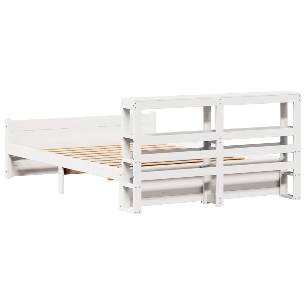Cadre de lit avec tête de lit sans matelas blanc 140x190 cm - XIOS
