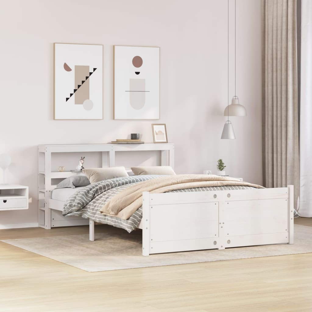 Cadre de lit avec tête de lit sans matelas blanc 150x200 cm - XIOS