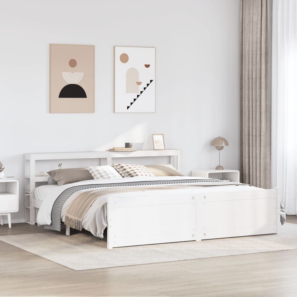 Cadre de lit avec tête de lit sans matelas blanc 180x200 cm - XIOS