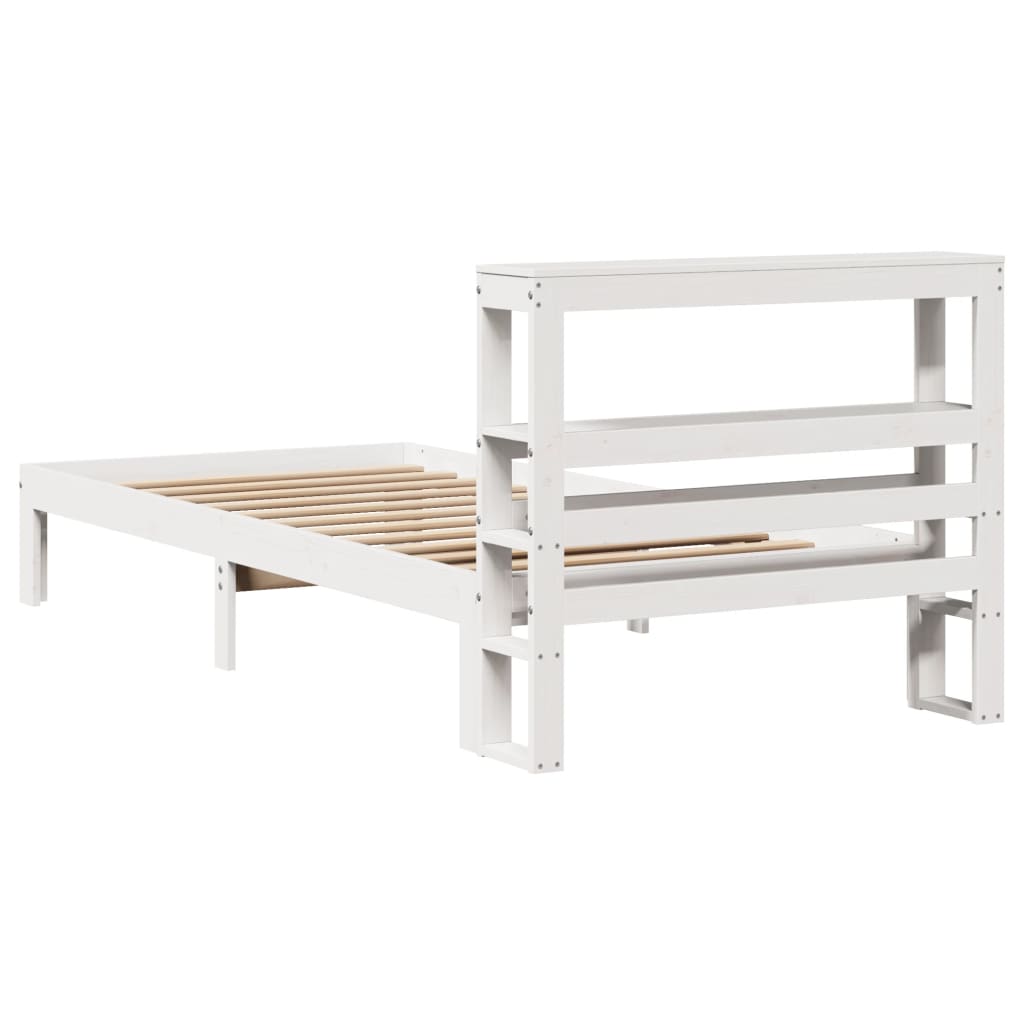 Cadre de lit avec tête de lit sans matelas blanc 75x190 cm - XIOS