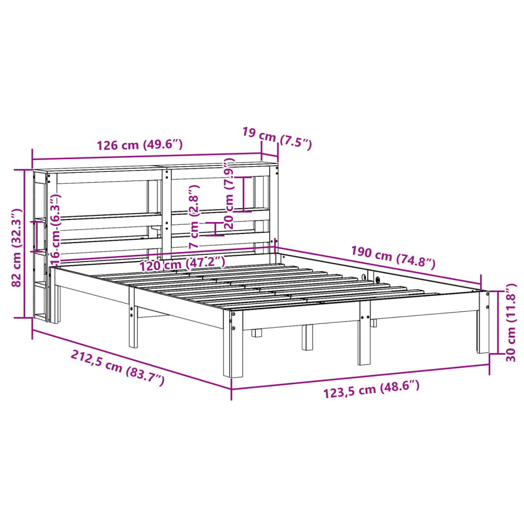 Cadre de lit avec tête de lit sans matelas 120x190 cm - XIOS