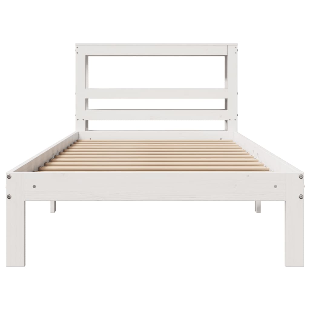 Cadre de lit avec tête de lit sans matelas blanc 90x200 cm - XIOS