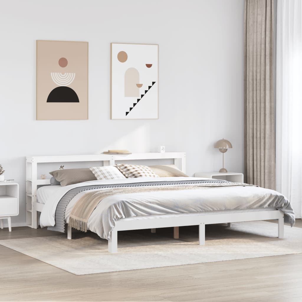 Cadre de lit avec tête de lit sans matelas blanc 200x200 cm - XIOS
