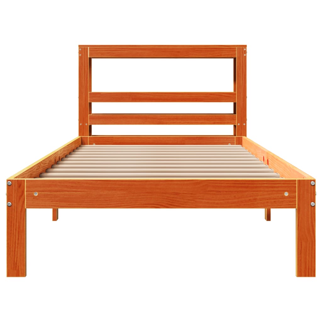 Cadre de lit sans matelas cire marron 75x190 cm bois pin massif - XIOS