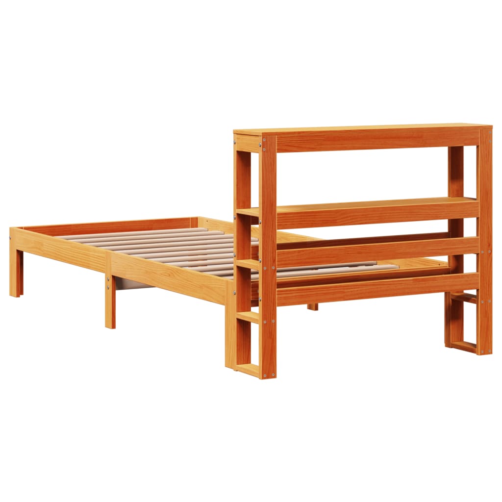 Cadre de lit sans matelas cire marron 90x200 cm bois pin massif - XIOS