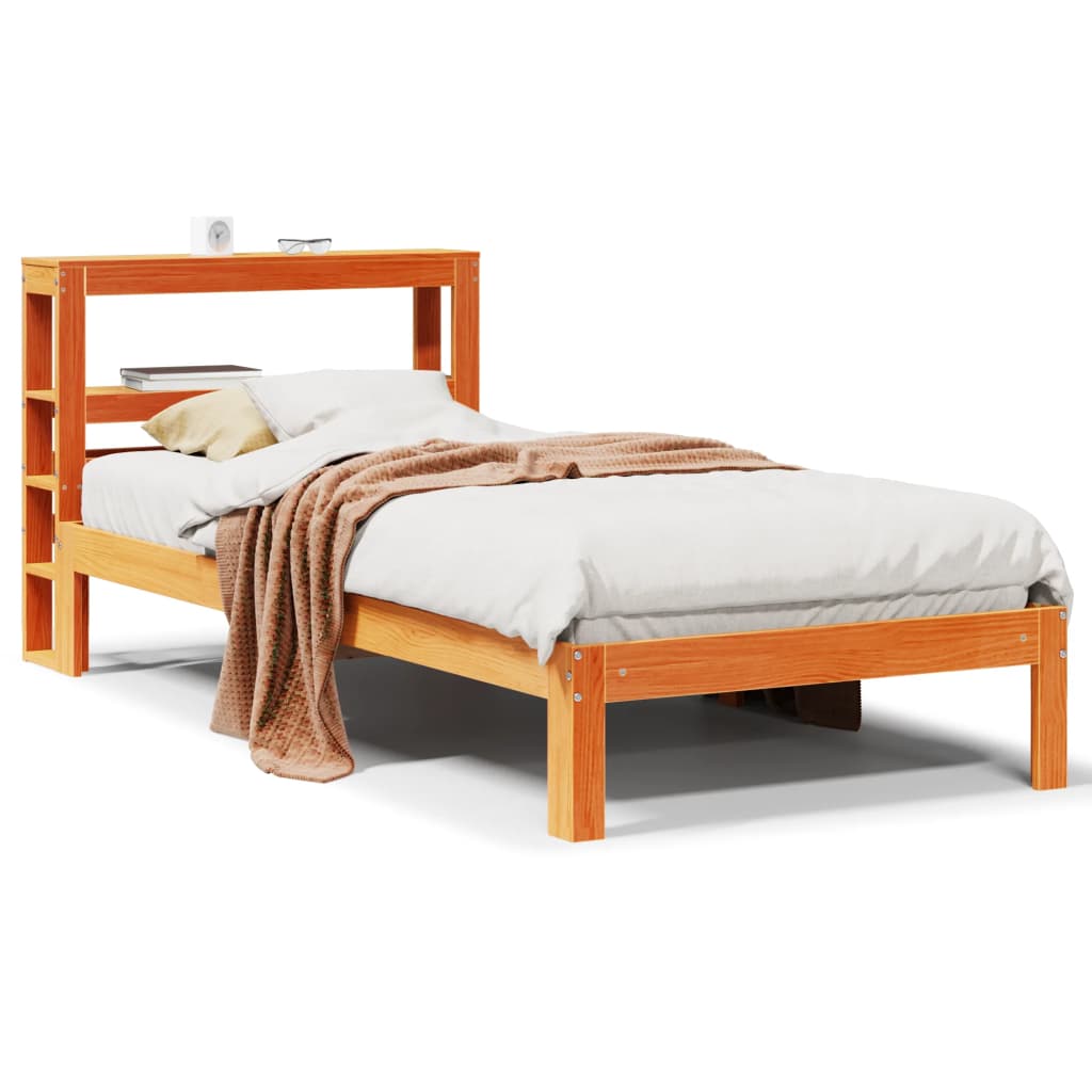 Cadre de lit sans matelas cire marron 100x200cm bois pin massif - XIOS