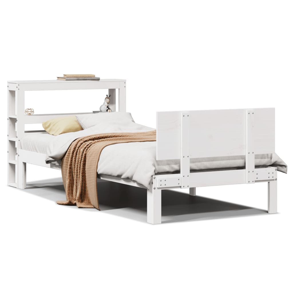 Cadre de lit avec tête de lit sans matelas blanc 90x200 cm - XIOS