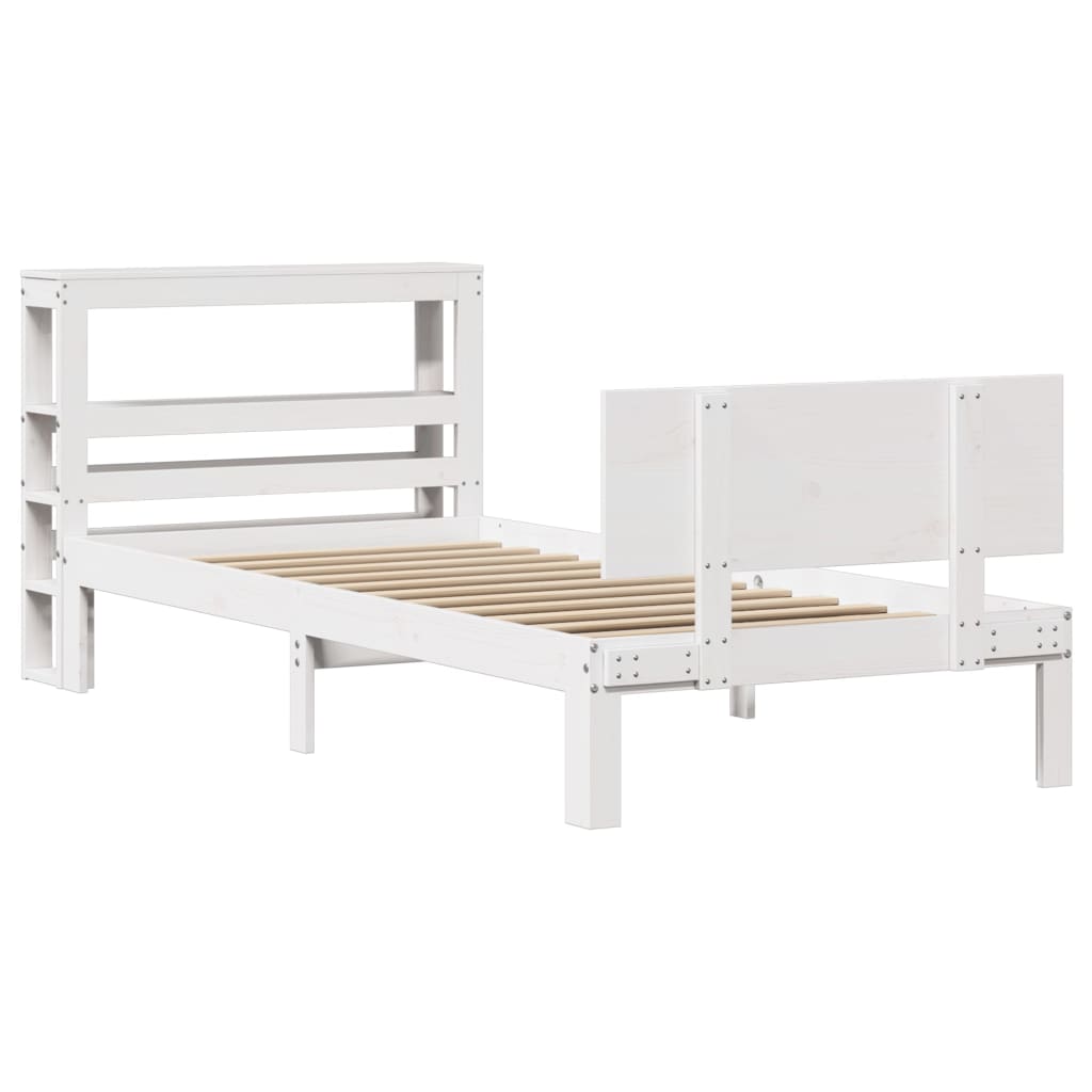 Cadre de lit avec tête de lit sans matelas blanc 90x200 cm - XIOS