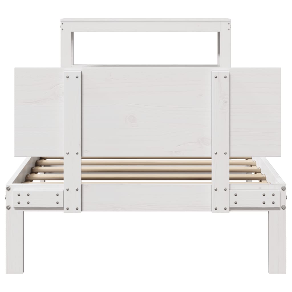 Cadre de lit avec tête de lit sans matelas blanc 90x200 cm - XIOS