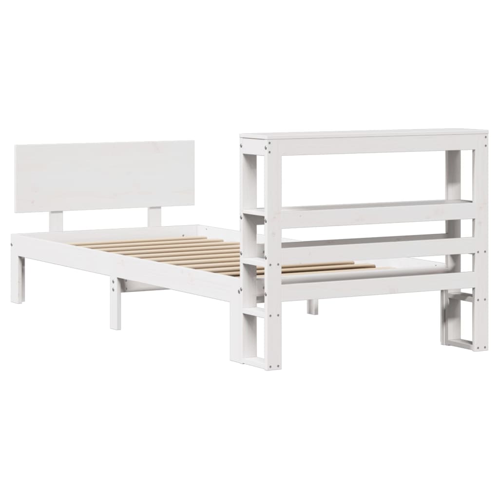 Cadre de lit avec tête de lit sans matelas blanc 90x200 cm - XIOS