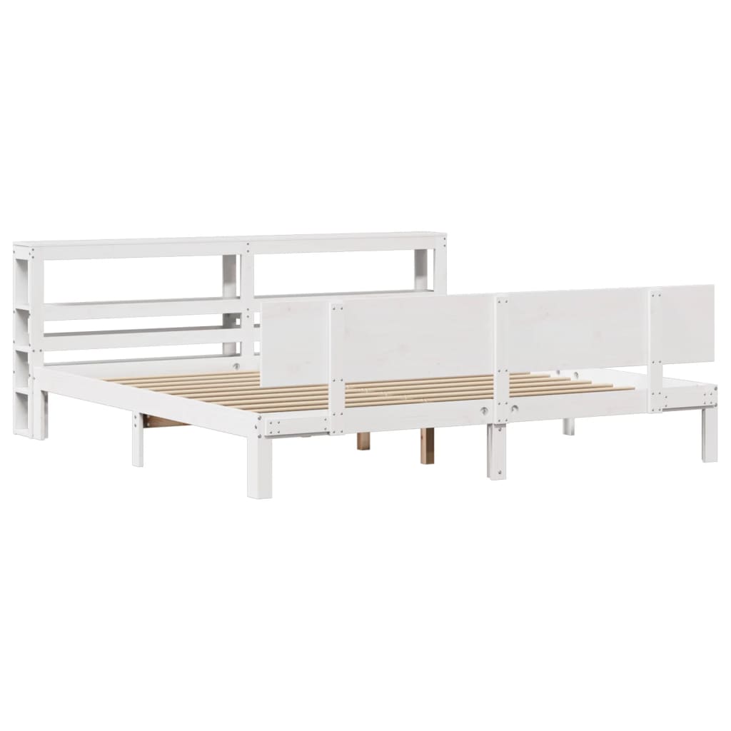 Cadre de lit avec tête de lit sans matelas blanc 180x200 cm