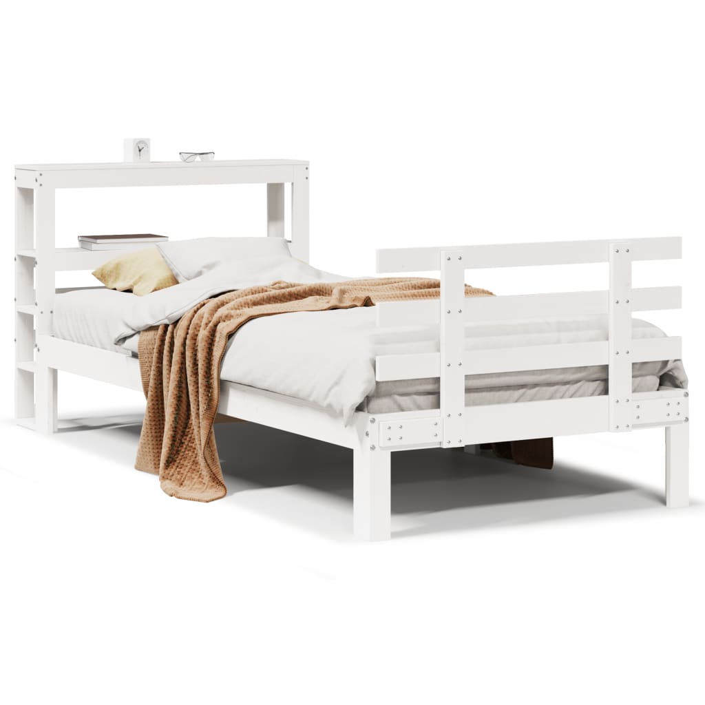 Cadre de lit avec tête de lit sans matelas blanc 75x190 cm - XIOS