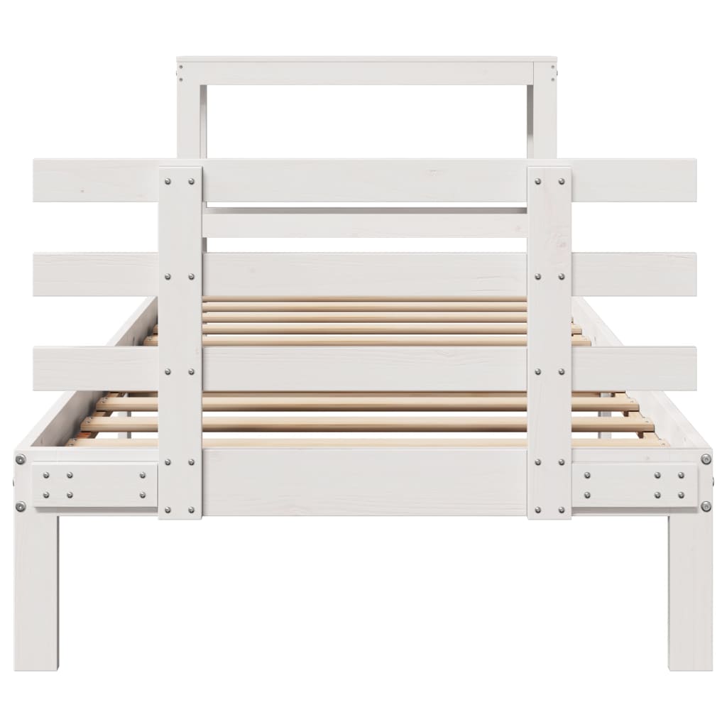 Cadre de lit avec tête de lit sans matelas blanc 75x190 cm - XIOS