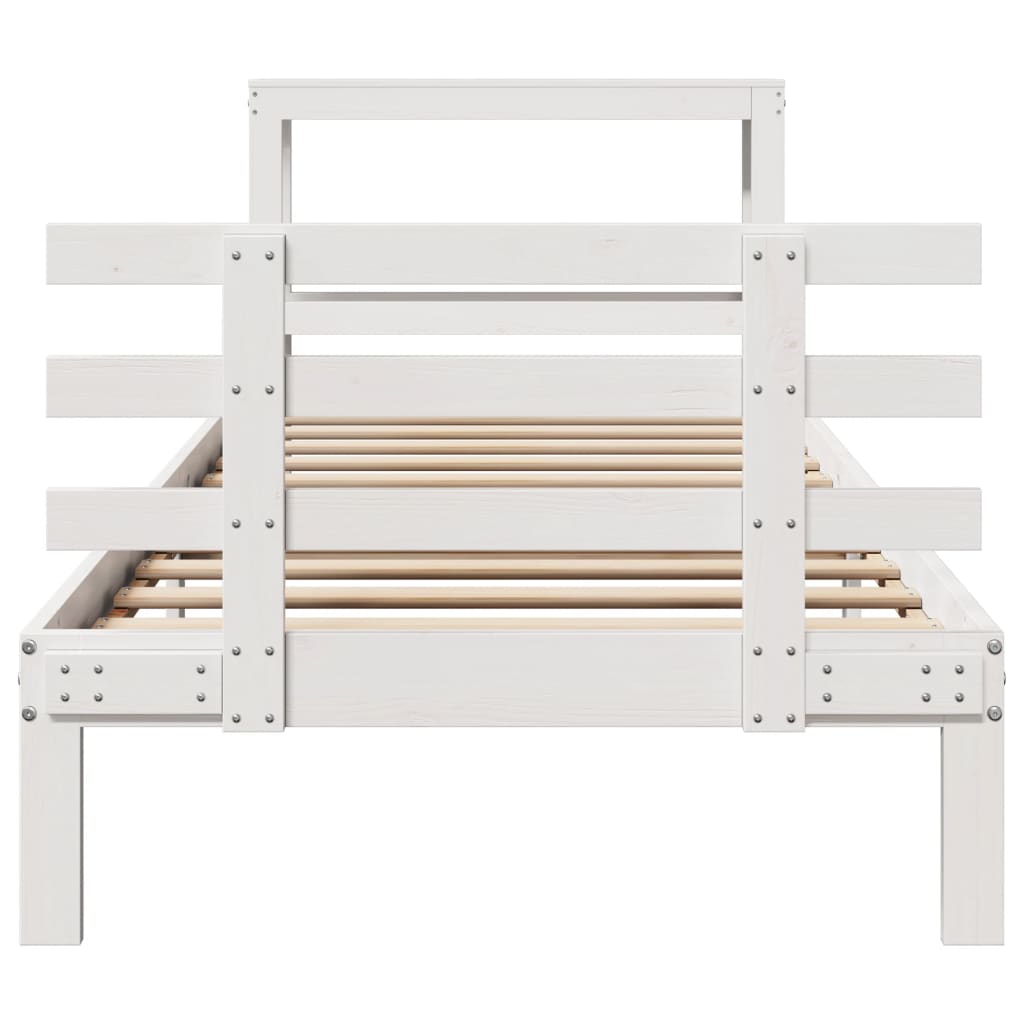 Cadre de lit avec tête de lit sans matelas blanc 90x190 cm - XIOS