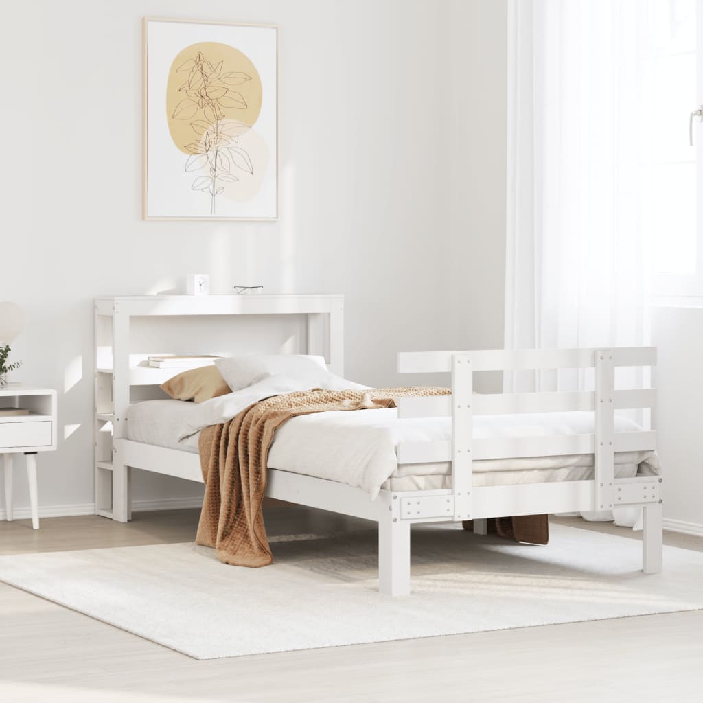 Cadre de lit avec tête de lit sans matelas blanc 90x190 cm - XIOS