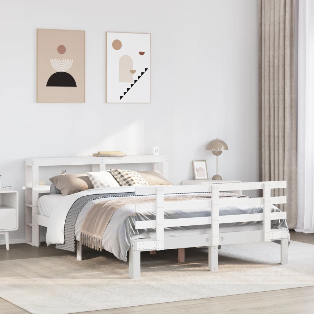 Cadre de lit avec tête de lit sans matelas blanc 150x200 cm - XIOS