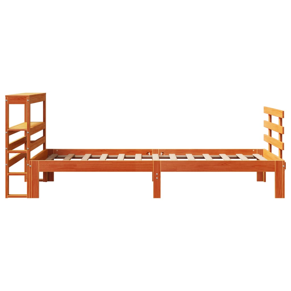 Cadre de lit avec tête de lit sans matelas cire marron 90x190cm - XIOS