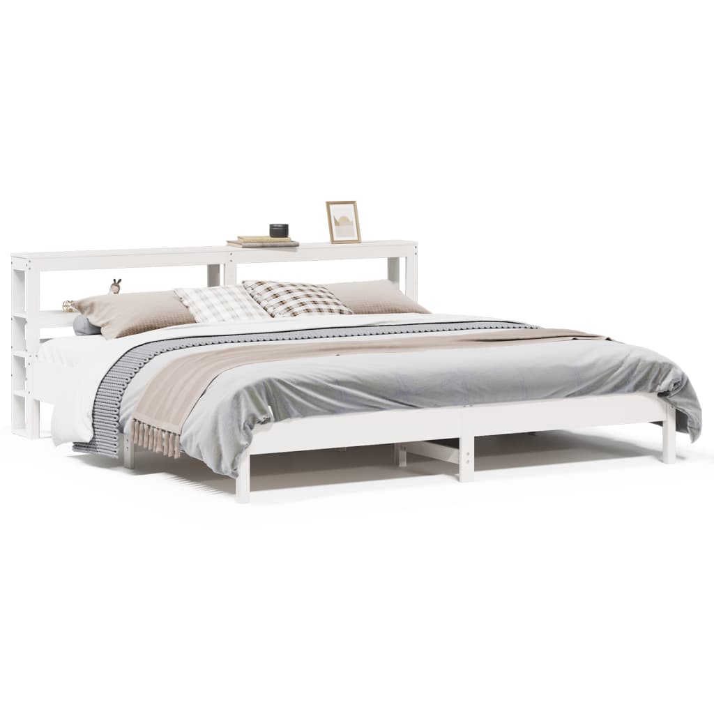 Cadre de lit sans matelas blanc 200x200 cm bois massif de pin - XIOS