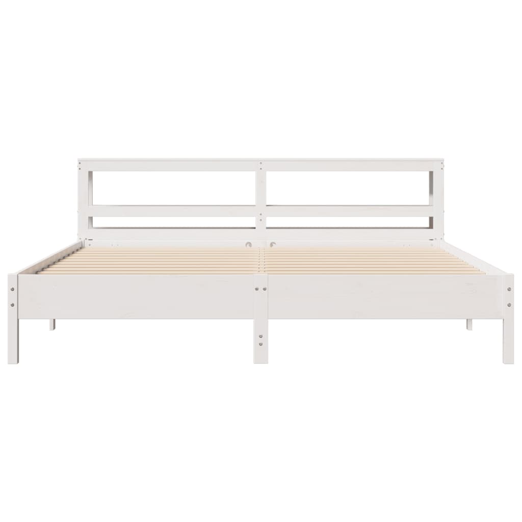 Cadre de lit sans matelas blanc 180x200 cm bois massif de pin - XIOS