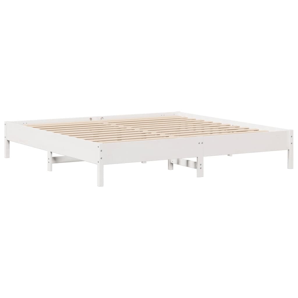 Cadre de lit sans matelas blanc 180x200 cm bois massif de pin - XIOS