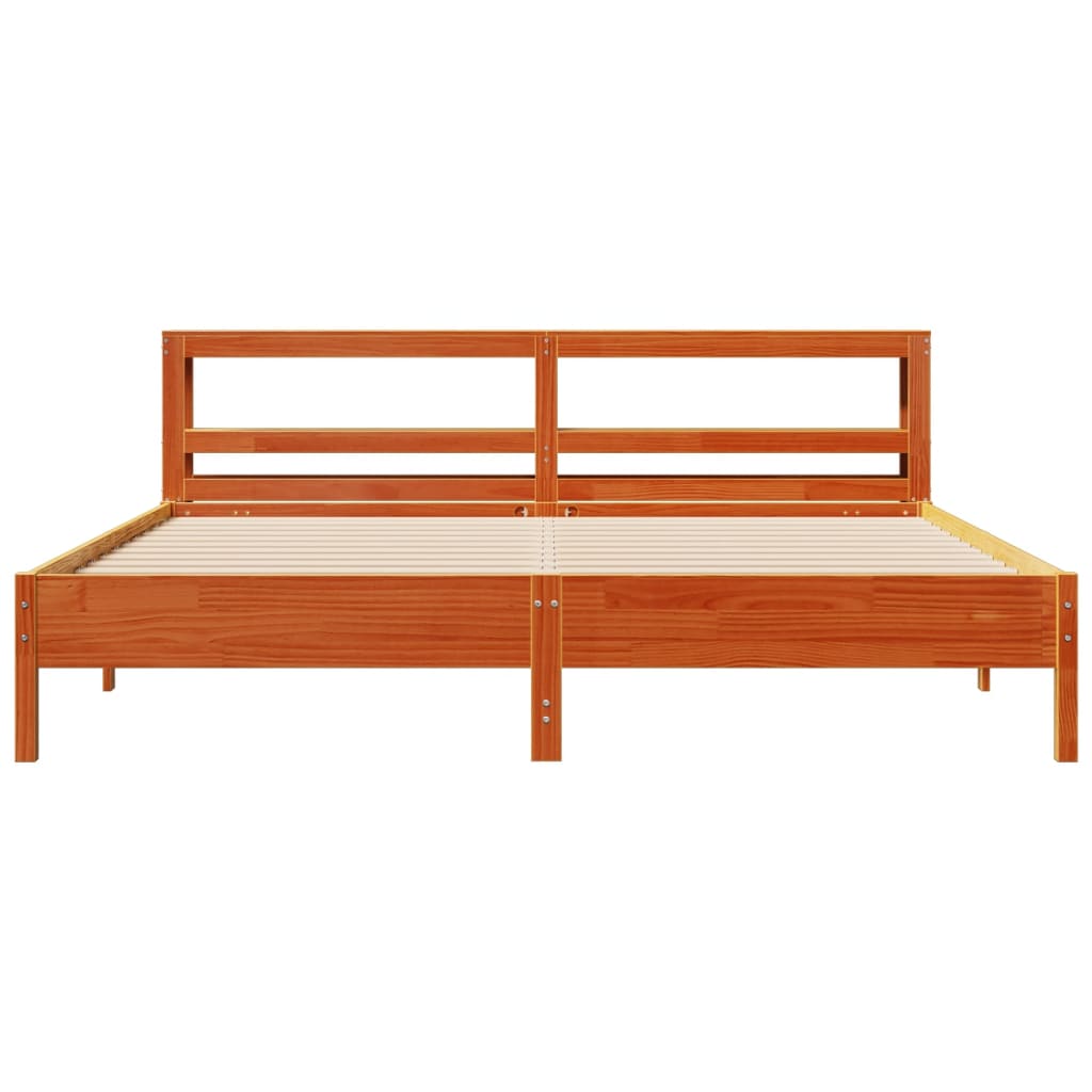 Cadre de lit sans matelas cire marron 180x200cm bois pin massif - XIOS