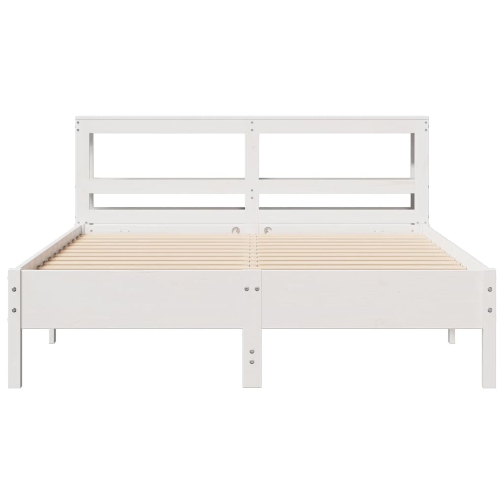Cadre de lit sans matelas blanc 140x200 cm bois de pin massif - XIOS